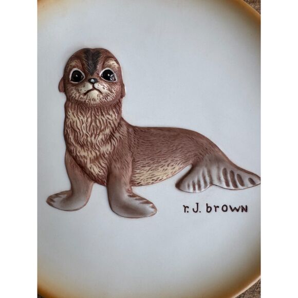 1979 Akiku Seal Pup Plate River Shore Ltd First Issue #4355 Wildlife Art - Picture 5 of 13